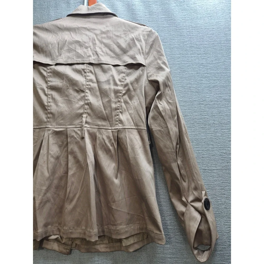 Twenty One Promod Trench Coat Womens Medium Brown Lined Winter Double Breasted
